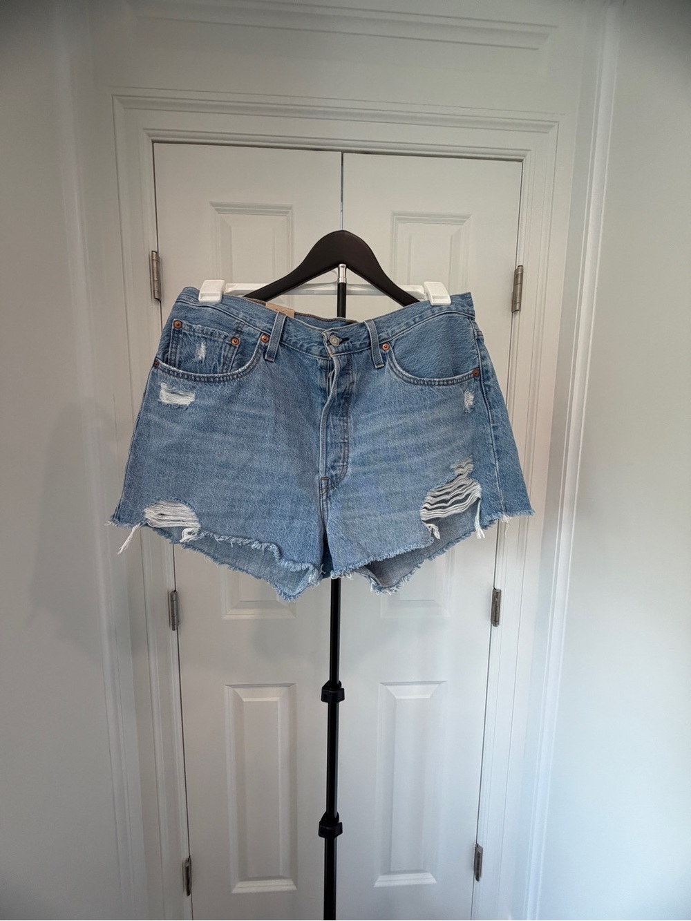 Levi's Light Blue Distressed Cutoff Jean Shorts